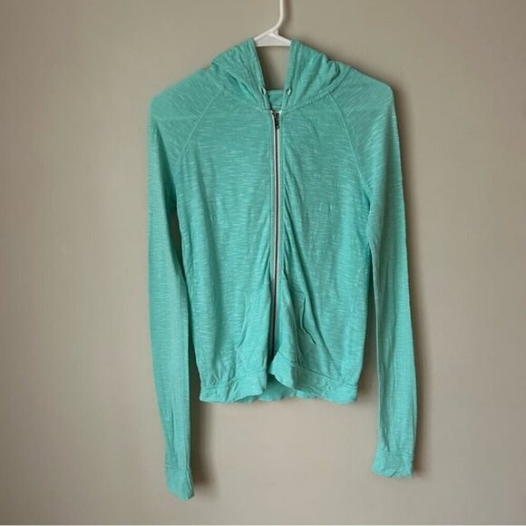 American Eagle Tops - American Eagle Light Blue Mint Green Zip-Up Hoodie Lightweight Women’s Small